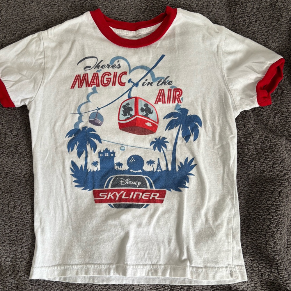 Disney Red and White Short Sleeve Tee with Graphic Print